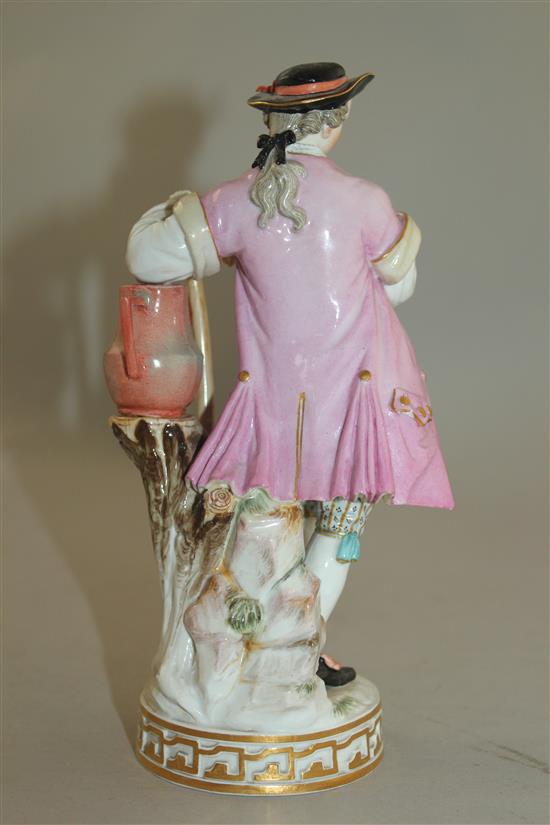A Meissen figure of a gardener, late 19th century, 15.5cm, tiny losses